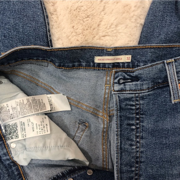 Levi’s Ribcage Straight Ankle Jeans Button Fly High Waist 32 - Picture 7 of 13